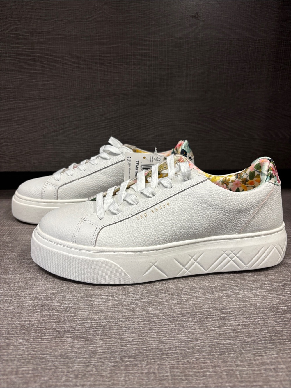 Women's Ted Baker Adison Floral Platform Sneakers (White) - Size 9